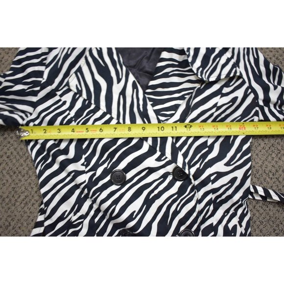 Vertigo Paris Womens Coat Jacket Trench XS Black White Zebra Animal Print Mid - Picture 7 of 11